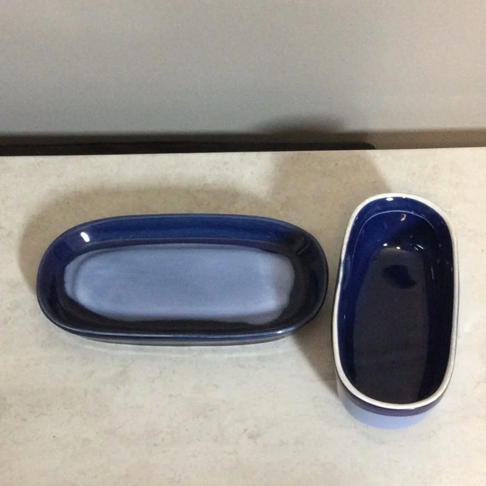 NWT Sango Nova Blue Ceramic Butter Dish with Lid